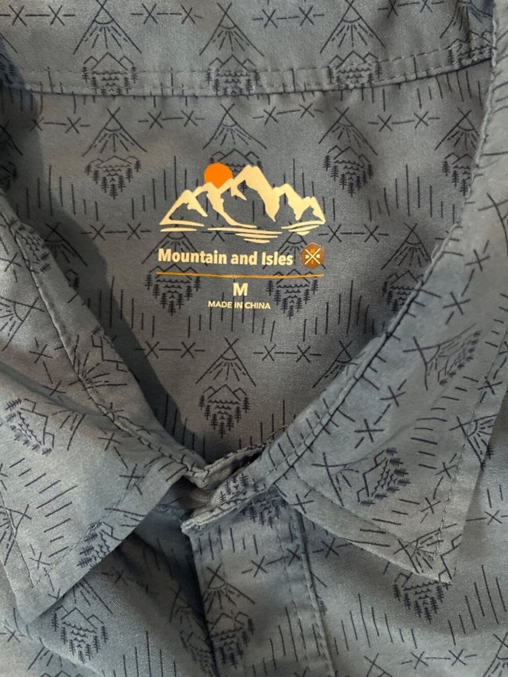 Mountain and Isles Button Shirt Blue Mens sz Medium - Picture 2 of 6